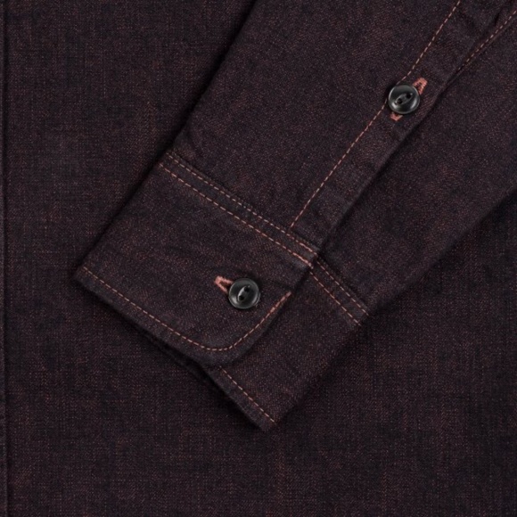 (NWT) Iron Heart 10oz Selvedge Denim Work Shirt - Indigo Overdyed Red (size M) - Picture 8 of 16